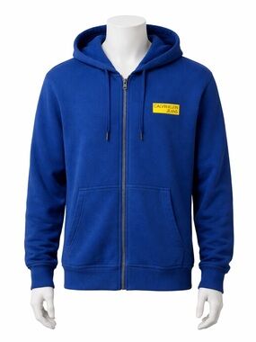Men’s Calvin Klein Zip-Up Hoodie Size Large Blue Long Sleeve Hooded Sweatshirt